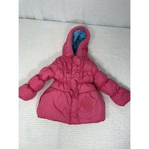 Pink Platinum Girls Size 4 Puffy Coat with Hood Fleece lining Accent Bows